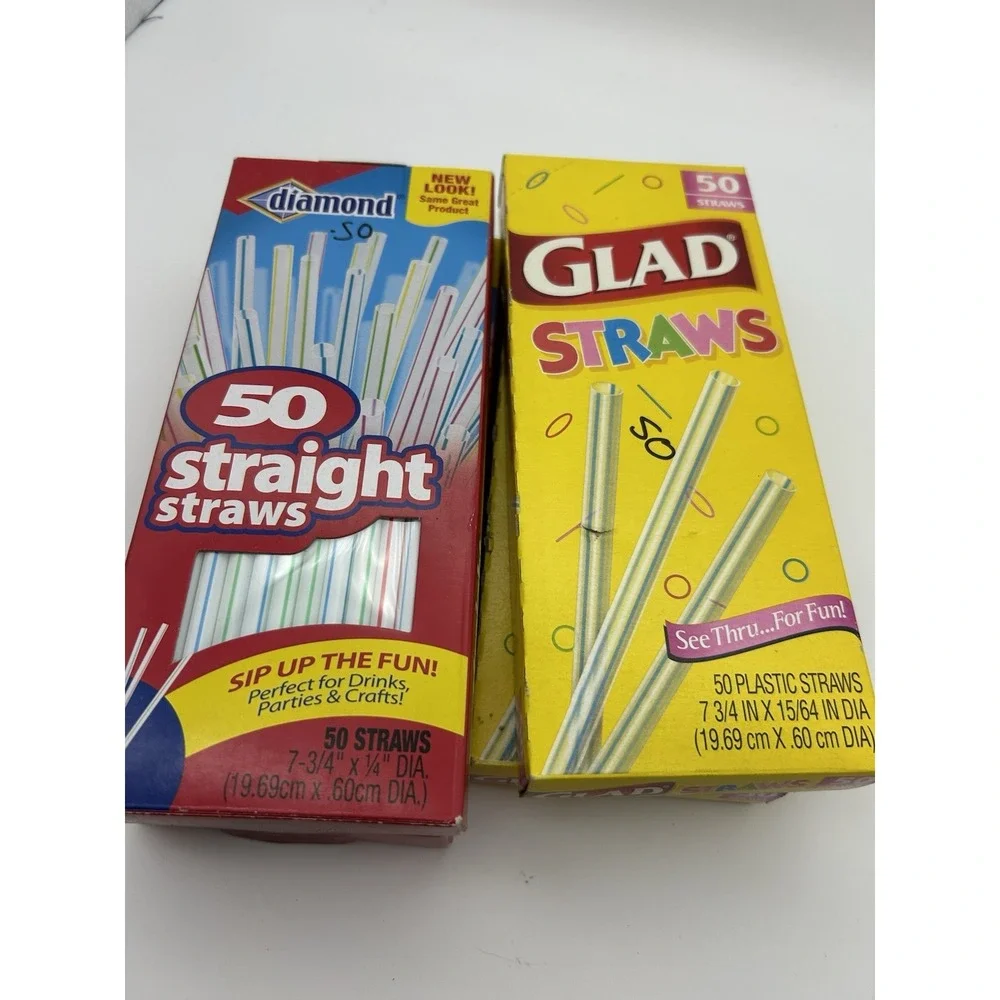 Glad Diamond straight drinking straws. 200 straws Lot Of 4 Boxes